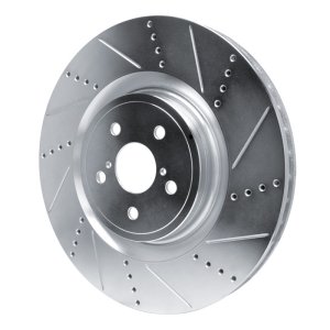 Lexus RC F Brake Rotor (1) - Right Front - R1 Concepts - Drilled & Slotted - Silver - `15-`22